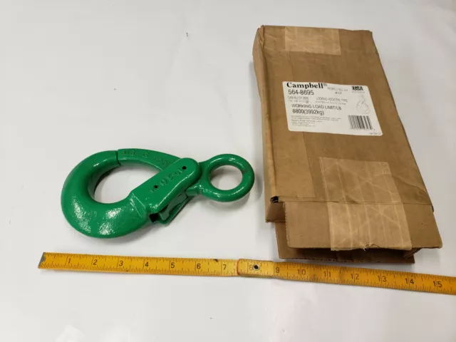 Campbell 5648695 Grade-100 Self Locking Eye Hook, 3/8" Chain, 8800WLL.  MADE USA