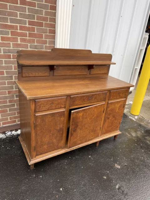 19th century Antique Tiger Oak Victorian Buffet Sideboard Server Cabinet See Pic