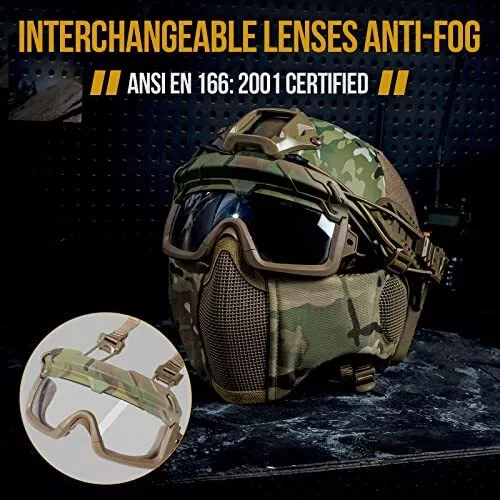 Airsoft Fast Helmet - Full Face Protective Tactical Helmet With 2