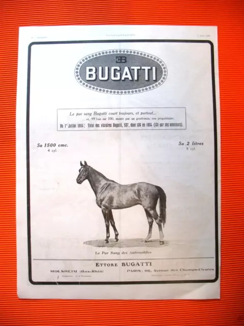Press Advertisement Ettore Bugatti The Pure Blood Always Runs Ad 1924