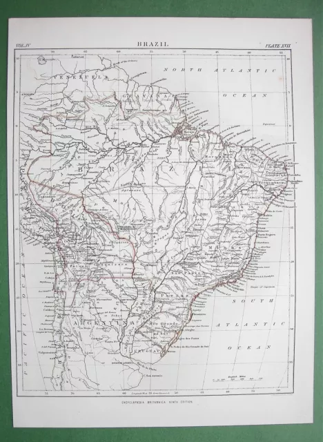 1878 ORIGINAL MAP - Brazil South America