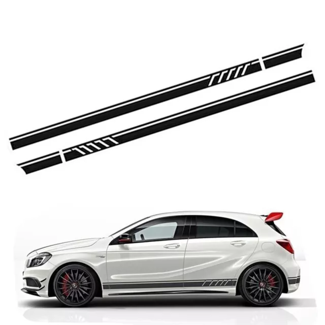 Universal 2X Car Racing Black Long Stripe Graphics Side Body Vinyl Decal Sticker