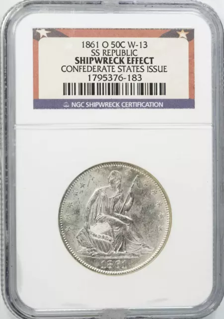 1861 O Seated Liberty Half Dollar 50C Ngc Confederate W-13 Shipwreck Effect (183