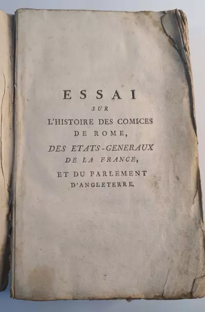 M*** - Essai sur l'histoire des comices de Rome, des Etats-G... T1 et T2 - 1789