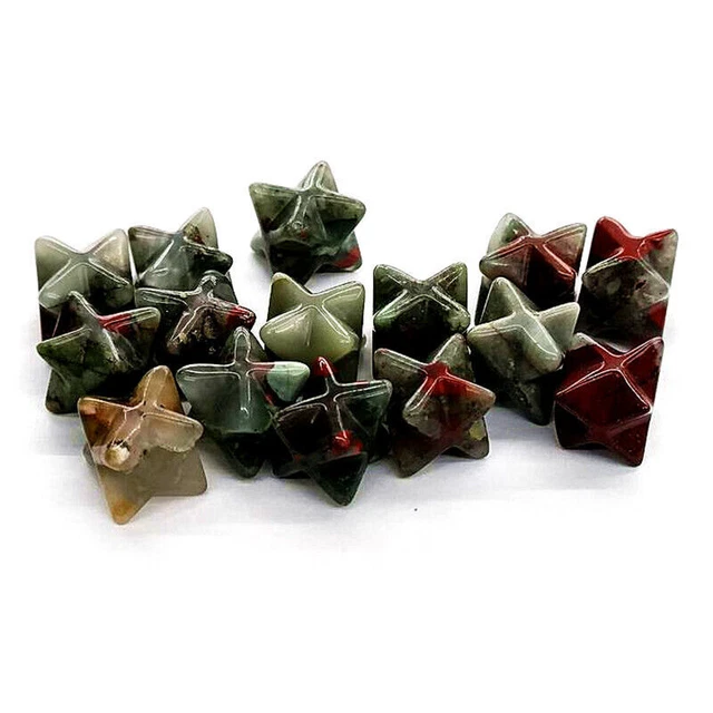 20pcs Natural African Blood Stone Merkaba Star Healing Reiki Adventurine Decor