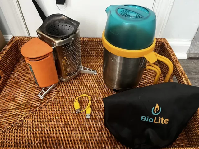 BioLite Wood Burning CampStove USB Charger w/ BioLite Kettle Pot 1.5L