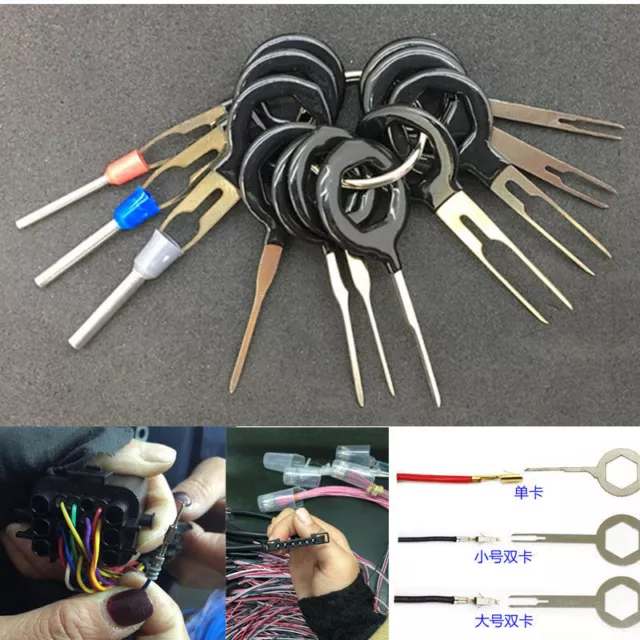 Car 11Pcs Electrical Terminal Wiring Crimp Connector Pin Removel Key Tools Kit