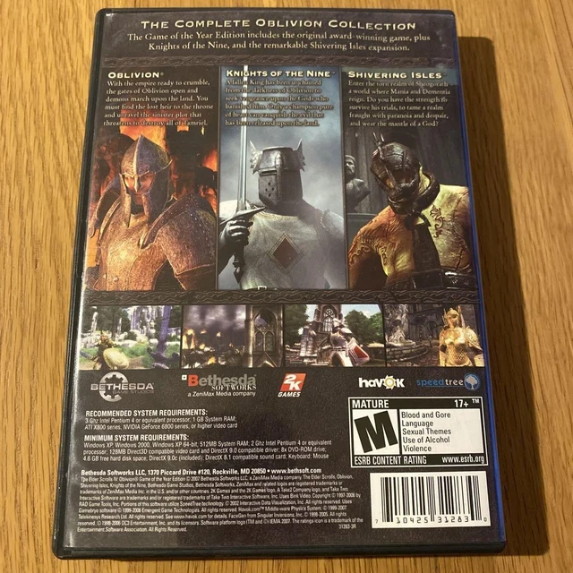 THE ELDER SCROLLS IV Oblivion GOTY Edition PC DVD 2 Discs Bethesda RPG ...