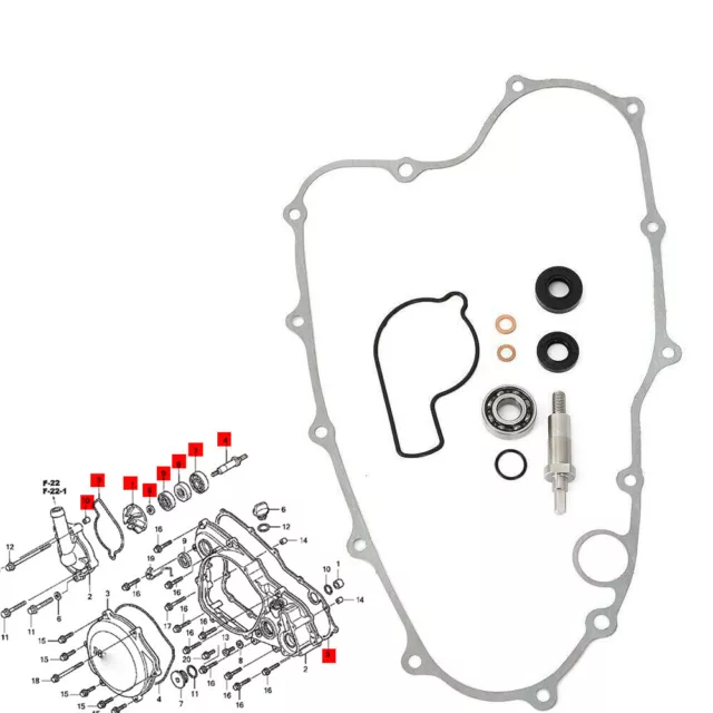 Water Pump Shaft Seal Gasket Repair Kit For Honda CRF450R CRF 450 02-08 +Bearing