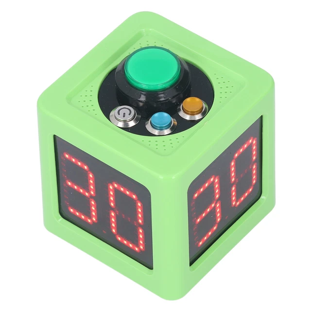 (Verde) Reloj cronómetro de cuenta regresiva temporizador de cubo brillo ajustable 3 botones con
