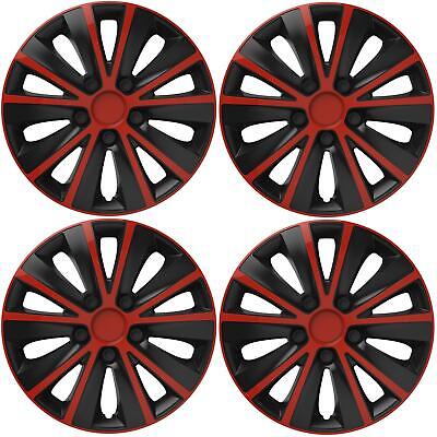 4 x 15" Alloy Look Red & Black Stripe Multi-Spoke Wheel Trims Hub Caps Covers