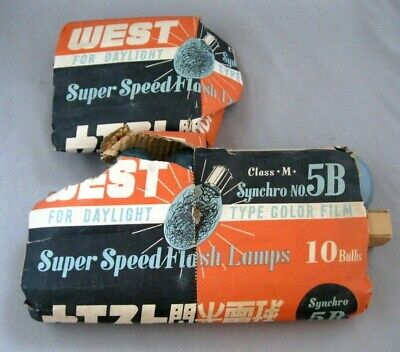 Vintage oeste Super Speed Flash Lámparas/Bombillas ~ clase M Sincro 5B ~ 13 lámparas ~ sin usar