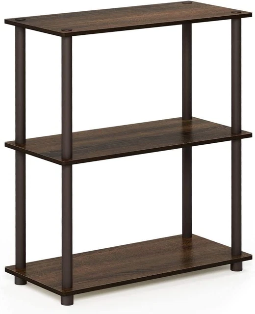 Turn-N-Tube 3-Tier Compact Multipurpose Shelf Display Rack, Walnut/Brown