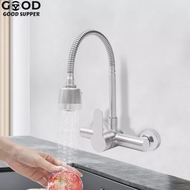 Wall Mount Faucet Kitchen Restaurant Wash Sink Faucet Sprayer Splash-proof