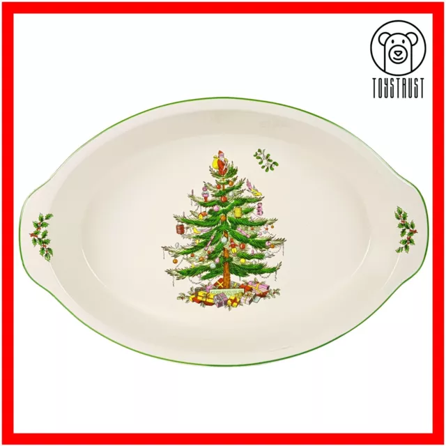 Spode Christmas Tree Gratin Dish Oval Serving Baking Casserole Dish Ceramic Xmas