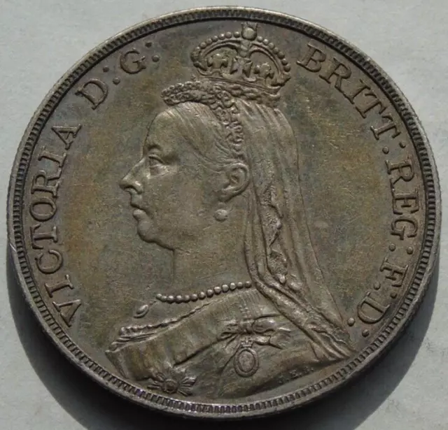 1889 Queen Victoria Jubilee Head Crown, Toned & Nice Grade, S3921