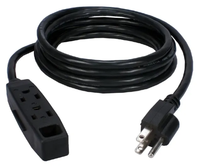 Paquete de 2 cables de extensión de alimentación Qvs 3 clavijas 10 ft - Nema 5-15p - 3 - 10 pies