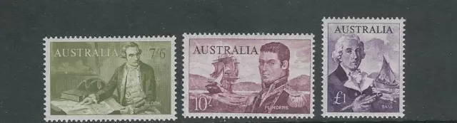 Australie 1963-65 Navigators (Scott 376 377 378, 7/6sh 10sh 1pd) VF MNH