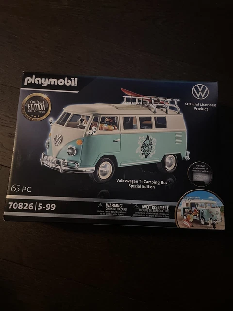PLAYMOBIL Volkswagen T1 Camper ESP Edition – Camping-car Rétro Avec équipement Sportif, Toit Amovible, Autocollants, Dès 4 Ans, Collection