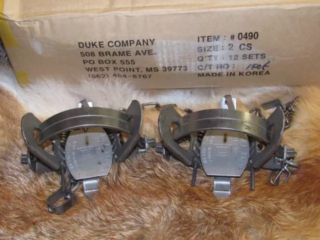 2 Duke #2 Coil Spring Traps (Raccoon Coyote Bobcat Fox Otter Trapping  Supplies)