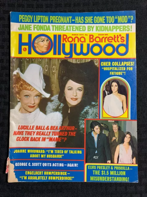 1974 March RONA BARRETT"S HOLLYWOOD Magazine G/VG 3.0 Elvis Presley / Cher