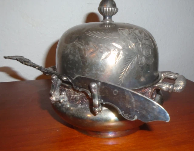 Antique Victorian Barbour Bro Silver Plate Aesthetic Butter / Cheese Dish