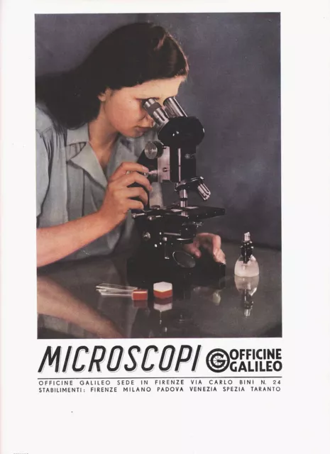 Pubblicita 1942 Officine Galileo Firenze Microscopio Precisione Laboratorio Sedi