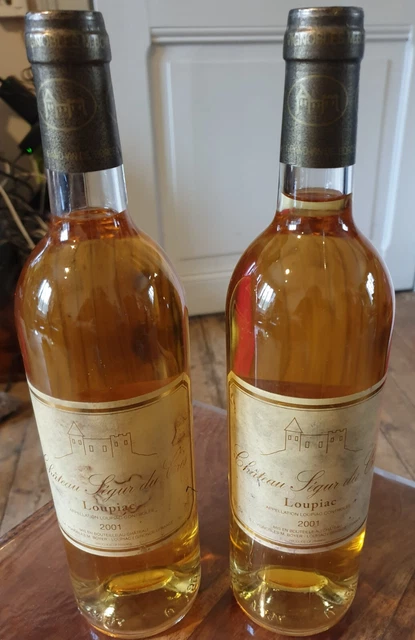 deux bouteilles Château Ségur du Cros 2001 Loupiac (Vin blanc liquoreux)