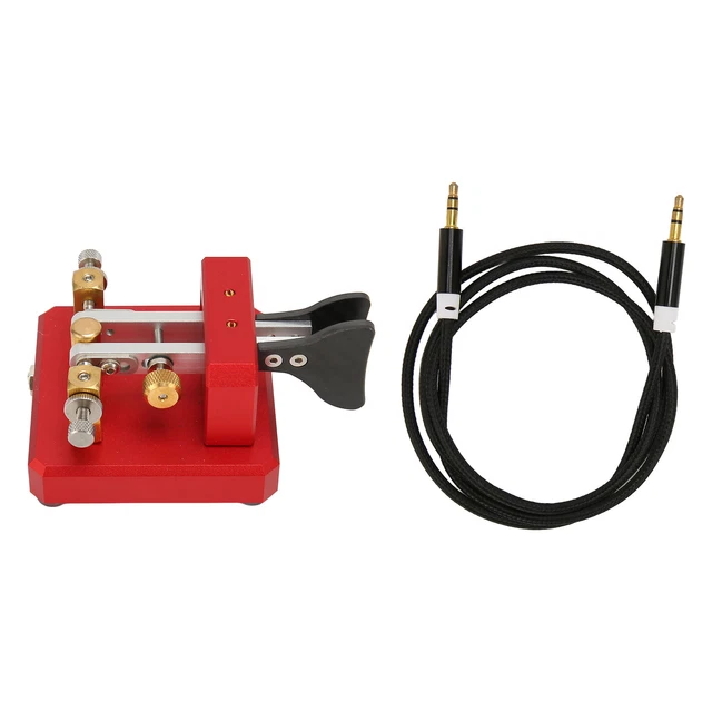 (Burgundy)Automatic Morse Telegraph Key Double Paddle Continuous Transmitter CNC