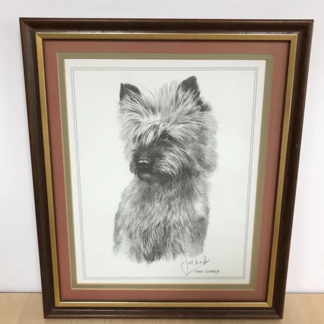 Cairn Terrier Dog Art Print Framed by Pencil Drawing Artist Joel Kirk 33x28cm