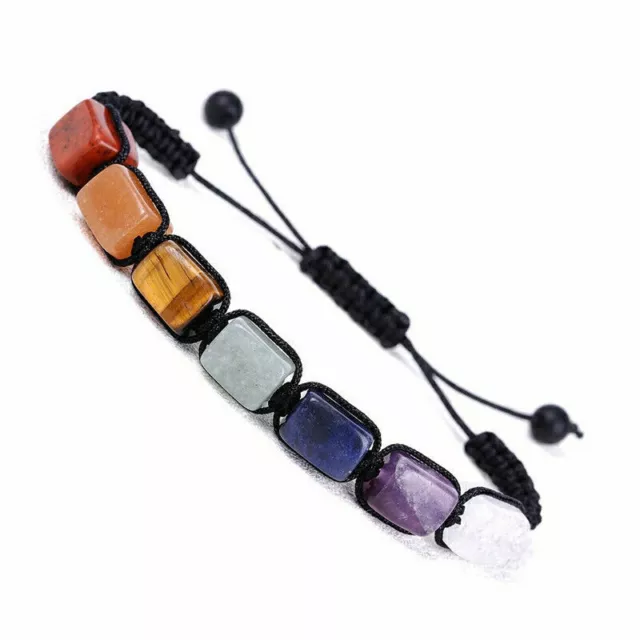 Genuine Crystal Stones 7 Chakra Balancing Energy Healing Adjustable Bracelet