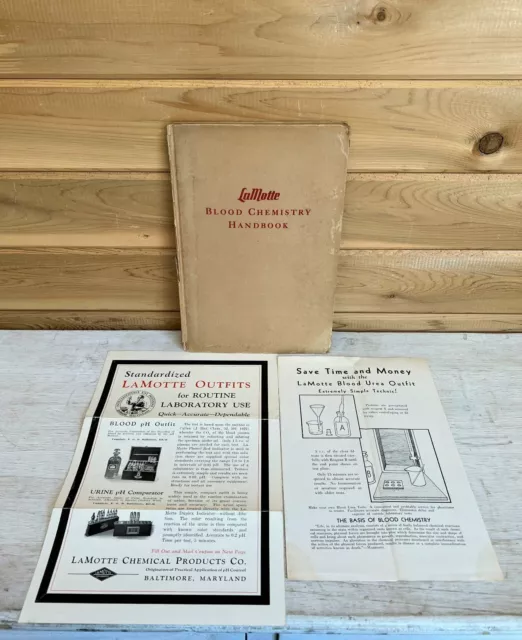 LaMotte Blood Chemistry Handbook Antique 1929 First Edition With Advertisement