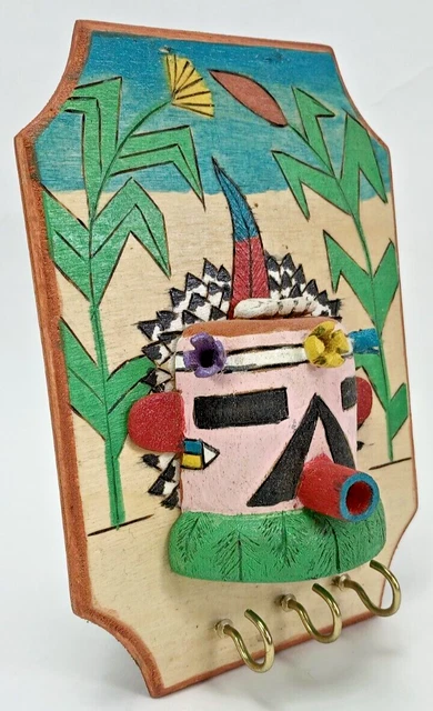 Native American Hopi Crafted 3 Hook Wall Rack with 3 Hooks.