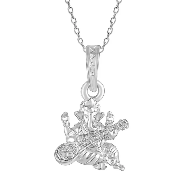925 Sterlingsilber Ganapati Mit Veena Stilvoll Anhänger Kette Für Womrns &