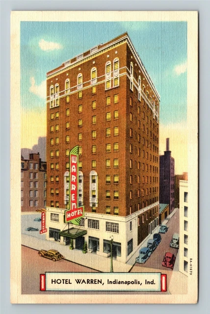 Indianapolis IN- Indiana, Hotel Warren, Aerial View, Outside, Vintage Postcard