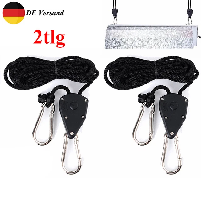 2tlg Seilzug Lampen Aufhänger 1/8 Zoll Duty Heavy Rope Ratchet mit Haken 68kg DE