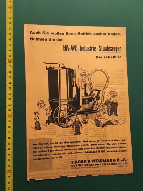 Werbeblatt,  Fa. HA-WE-Industrie-Staubsauger, Bergisch Gladbach , um 1935