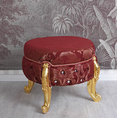 Stool Baroque Stool Round Pouf Antique Upholstered Stool Rococo Footstool New 2