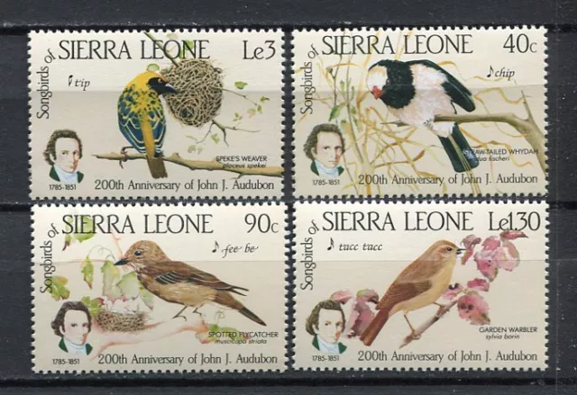 27606) SIERRA LEONE 1985 MNH** Nuovi** Song Birds  4v