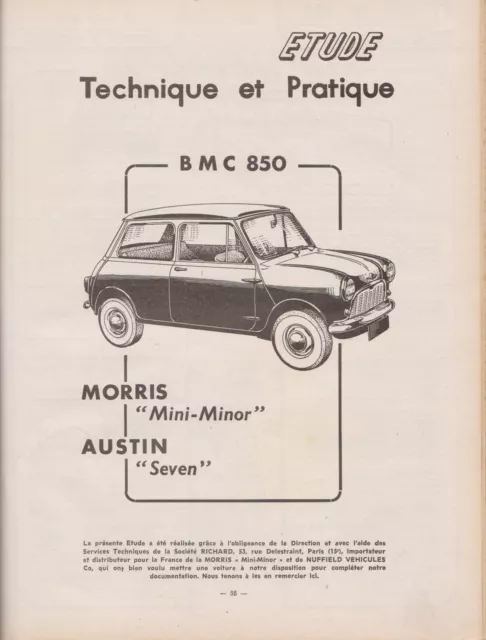 Revue Technique Automobile BMC MINI 850 MK 1 AUSTIN MORRIS