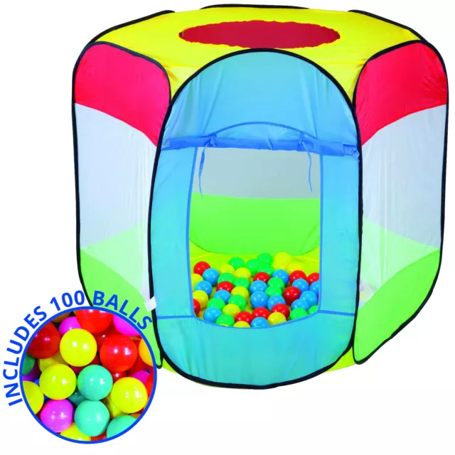 Kids Children Pop Up Tent Baby Zone Play Area Multi Coloured Balls Girls Boys