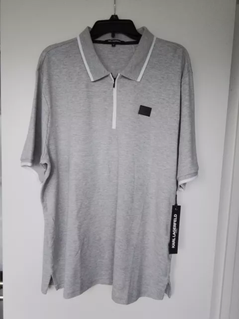NWT MEN'S KARL Lagerfeld gray zip polo shirt XL $21.90 - PicClick