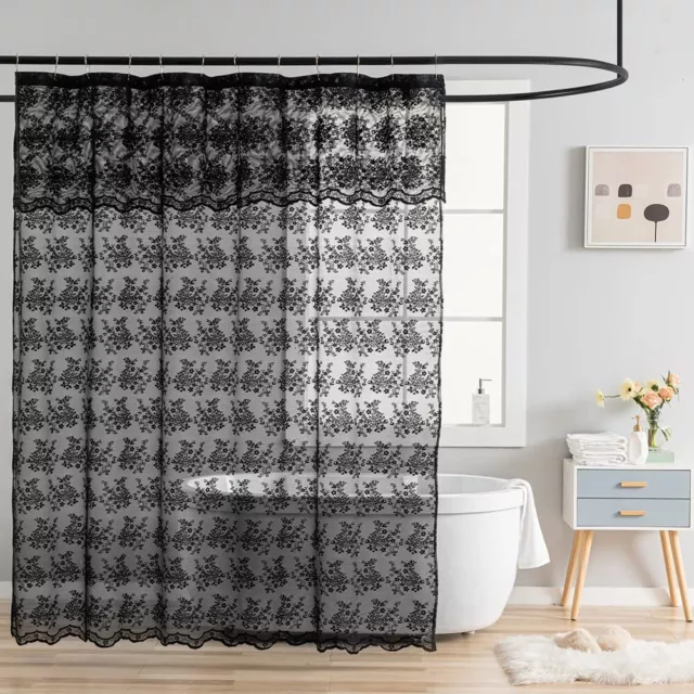 YJ YANJUN White Lace Shower Curtain - Victorian Shower Curtain with Attached Val