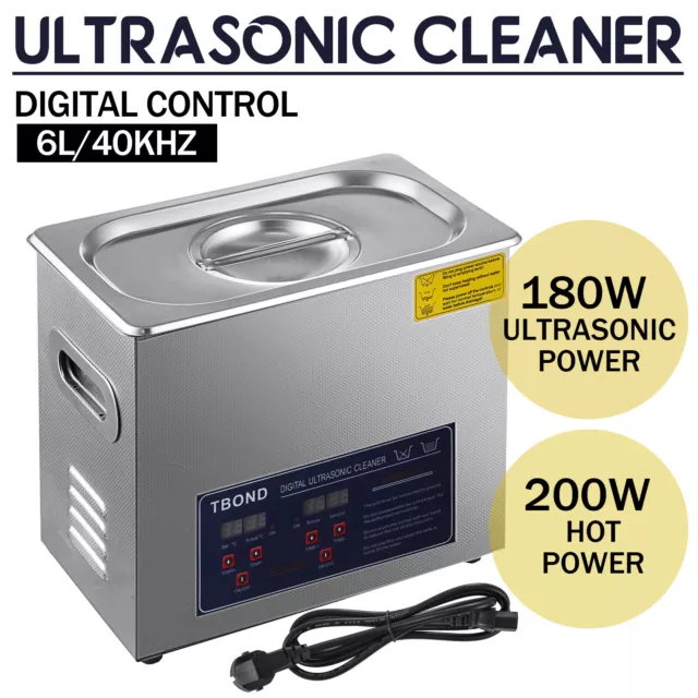 6L Nettoyeur à Ultrasons Ultrasonic Cleaner Bac Inox avec Minuteur Numérique