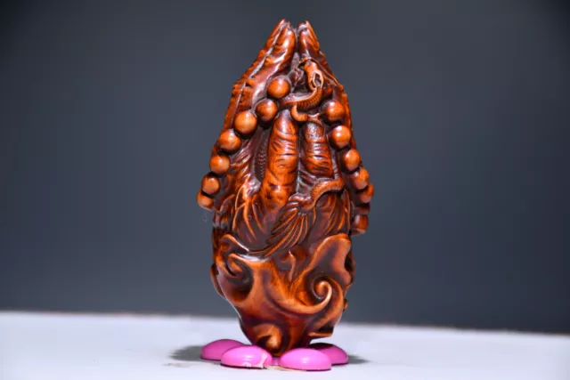 Chinese Natural Boxwood Hand-carved Exquisite Buddha's-hand Statue AF0368