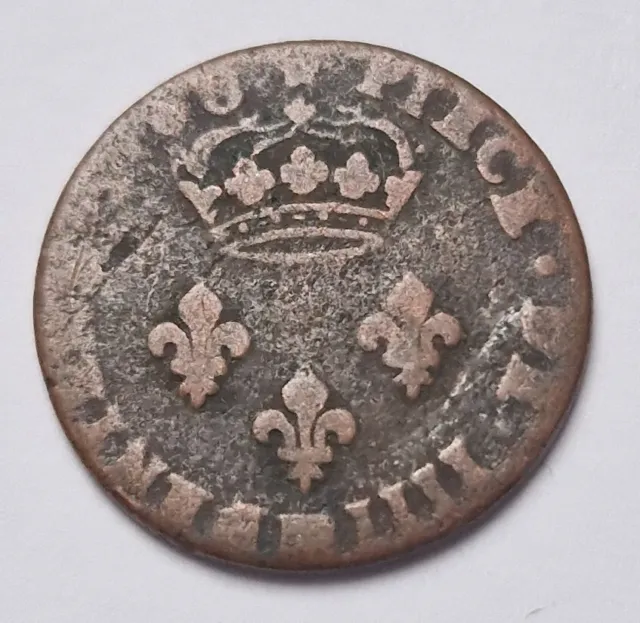 Pièce de monnaie 2 deniers - Louis XIV France