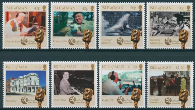 Isle of Man IOM Stamps 2014 MNH Manx Radio 50 Years Queen Elizabeth II 8v Set