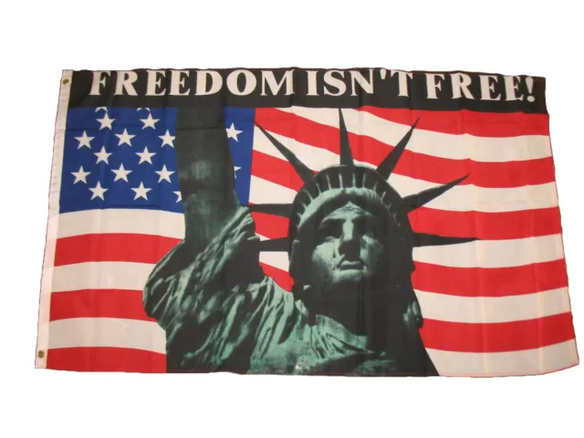 3x5 USA Freedom Isn't Free Flag Statue of Liberty America 3'x5' Brass Grommets