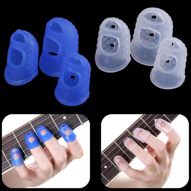 4X guitar finger protector fingertip picks silicone guard plectrum bassuk*_*