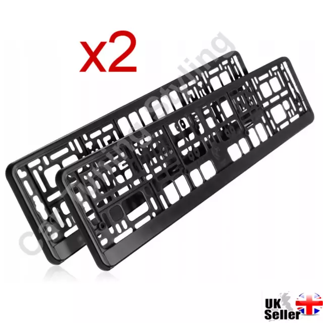 2x Number Plate Surrounds Holder Black ABS for Land Rover Range Rover Evoque